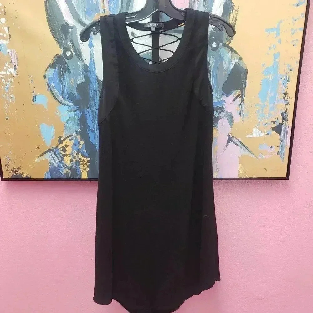 Miss Me Black Lace Up Back A-Line Dress